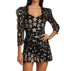 LoveShackFancy - Caden Star Mini Dress - Black - Size 6